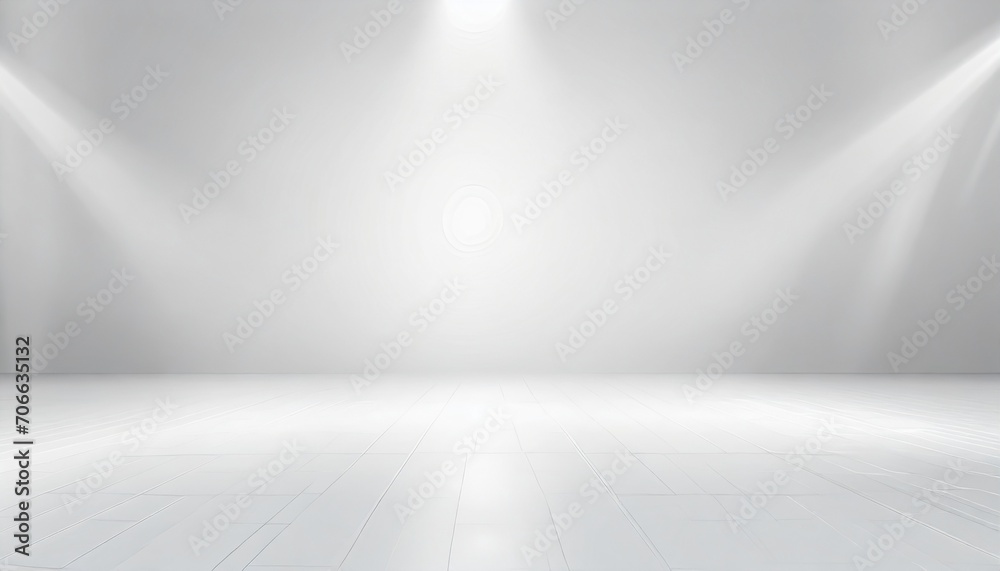 soft white and gray studio room background grey floor backdrop with spotlight - obrazy, fototapety, plakaty 