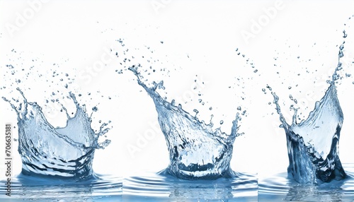 high resolution water splashes collection on white background