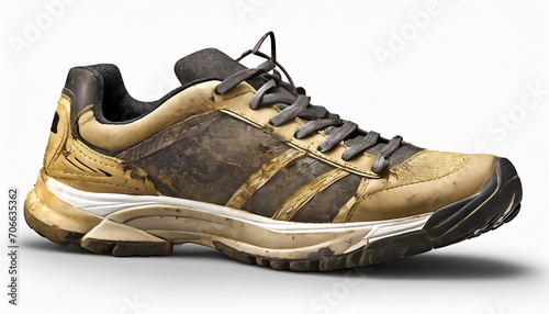 old dirty running shoe isolated over white