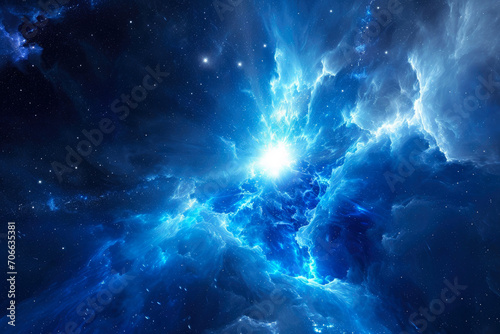 Celestial Cataclysm  Stellar Burst in Sapphire Hue