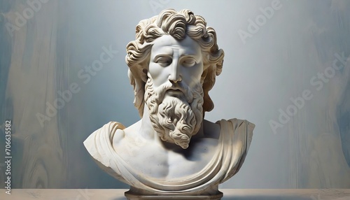 bust of the god zeus ancient greek mythology antique sculpture created with ai photo