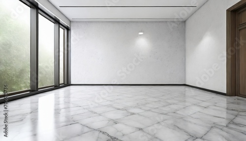empty room with marble floor and white wall