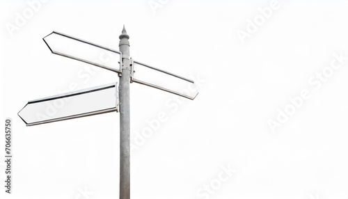 white street signs on metal pole with copy space for add text isolated on white background clipping path