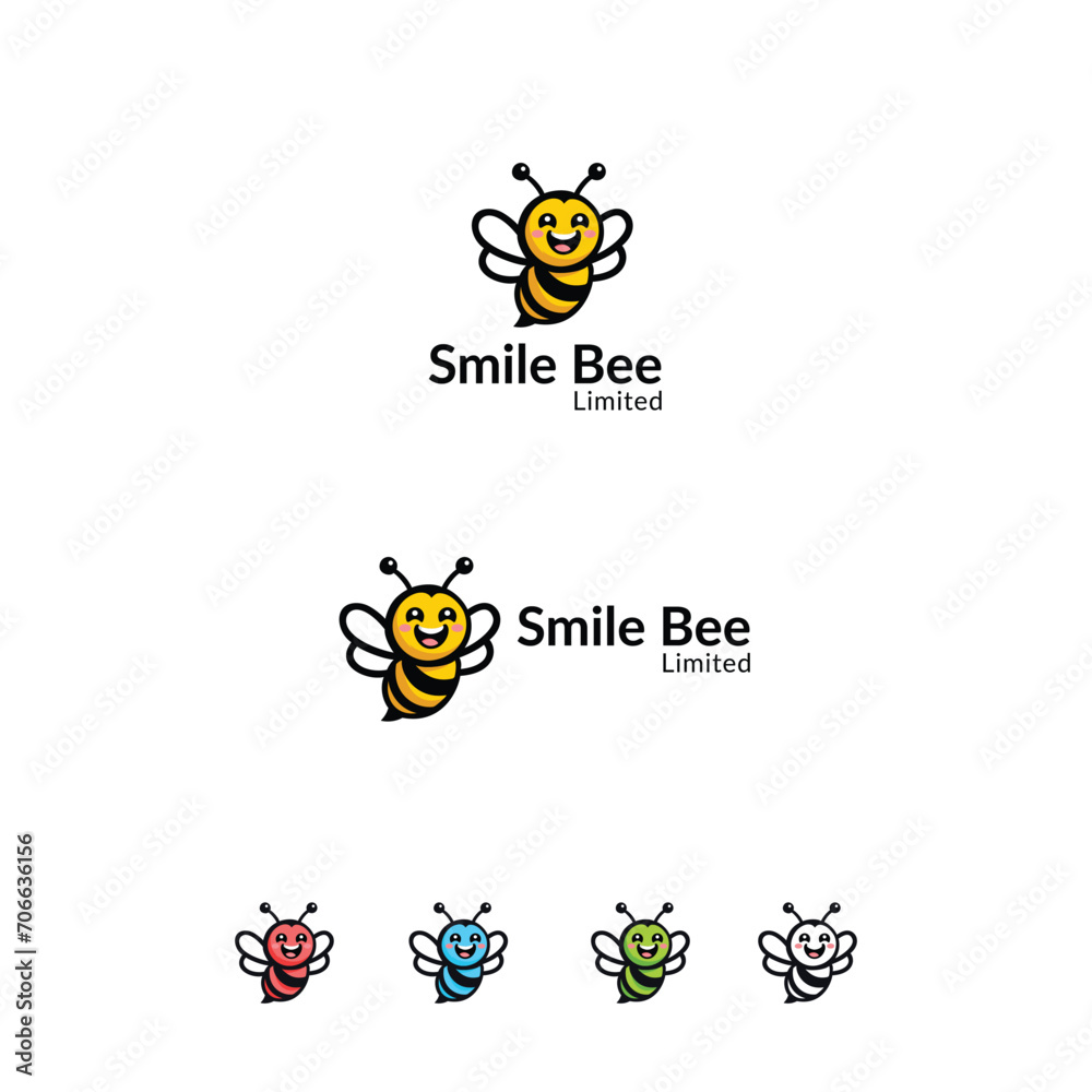 Smile Bee Limited Logo Variations in Multiple Color Schemes and Designs