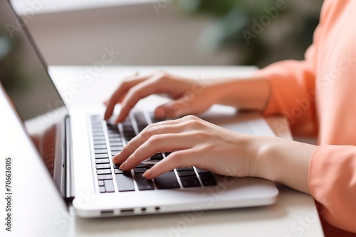 Young woman working on laptop in office
