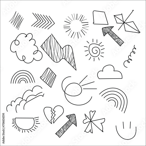marker elements hand drawn scribble