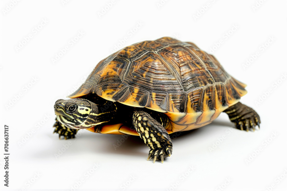 Elegant Tortoise in Seamless White Space Elegant Tortoise in Seamless White Space