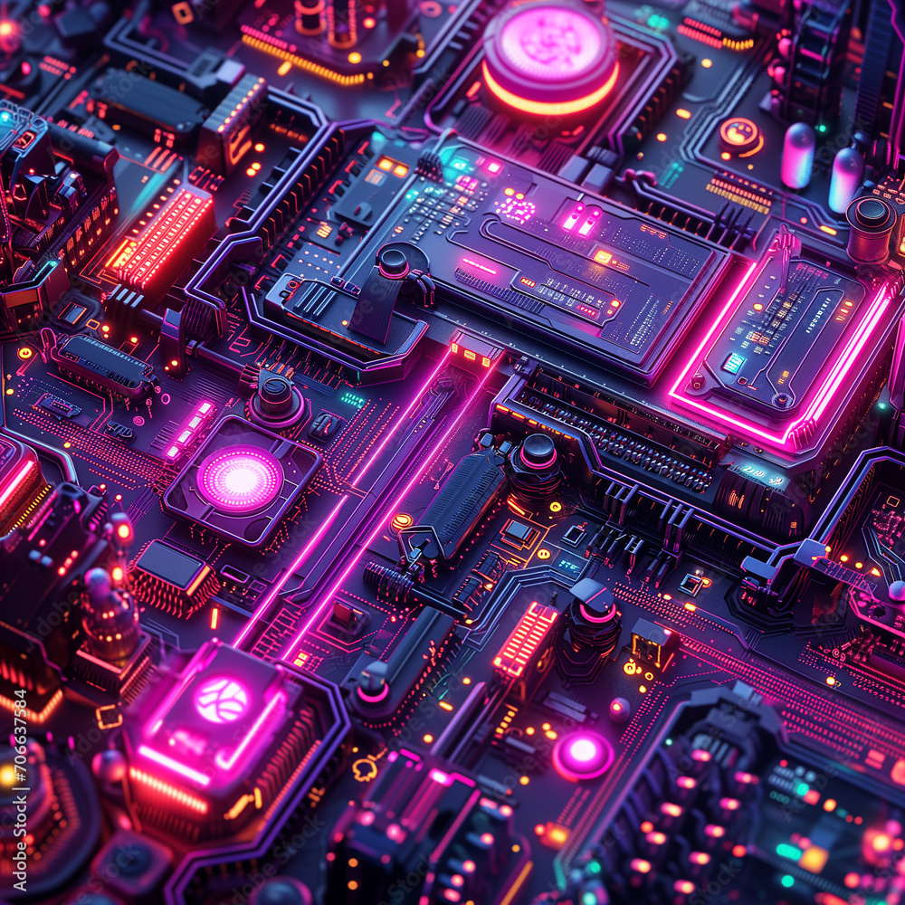 Neon electronic circuit board, design