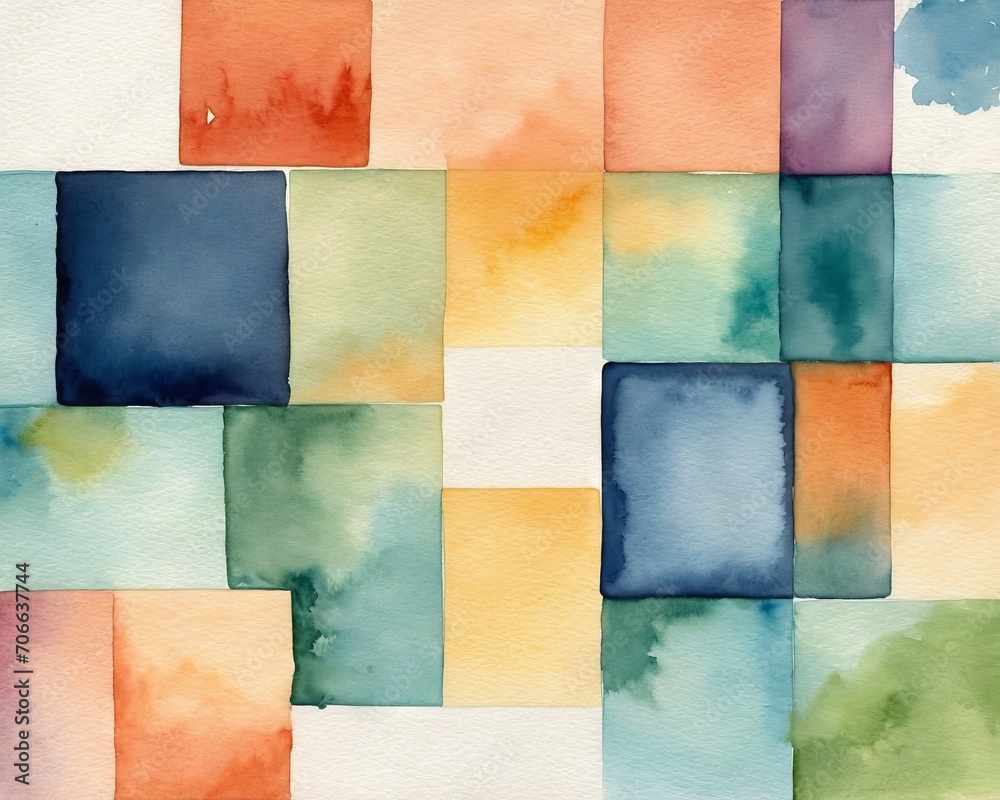 Abstract Geometric Watercolor Canvas