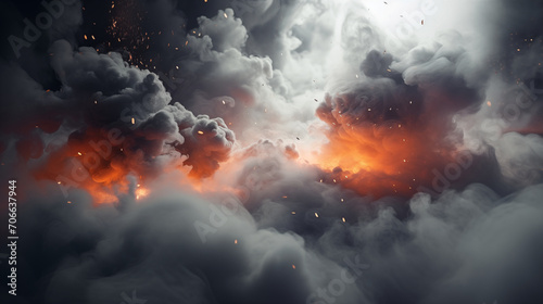 War abstract background with fire smoke and explosions. Ai Generated. 