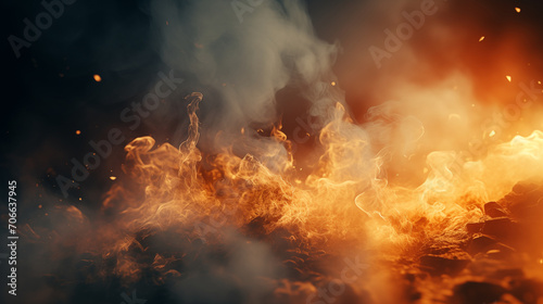 War abstract background with fire smoke and explosions. Ai Generated. 