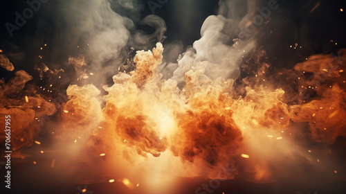 War abstract background with fire smoke and explosions. Ai Generated. 