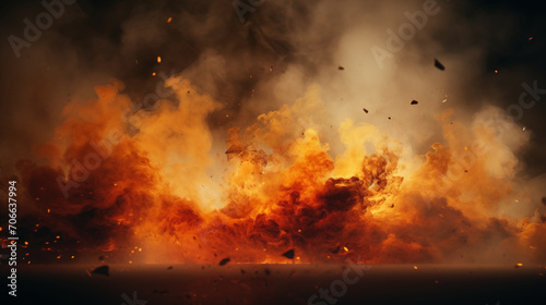 War abstract background with fire smoke and explosions. Ai Generated.  © SixthSense
