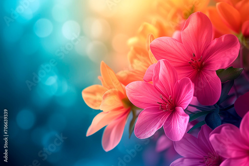 Radiant Flowers on Gradient Background