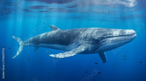 Blue whale in the deep water © Hussam