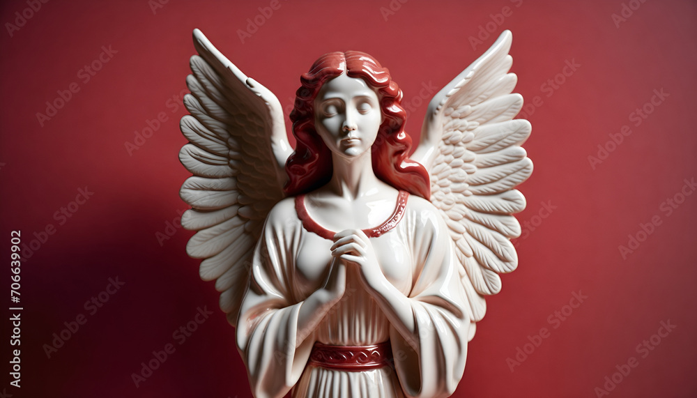 Angel statue praying with copy space Angel statue praying with copy space