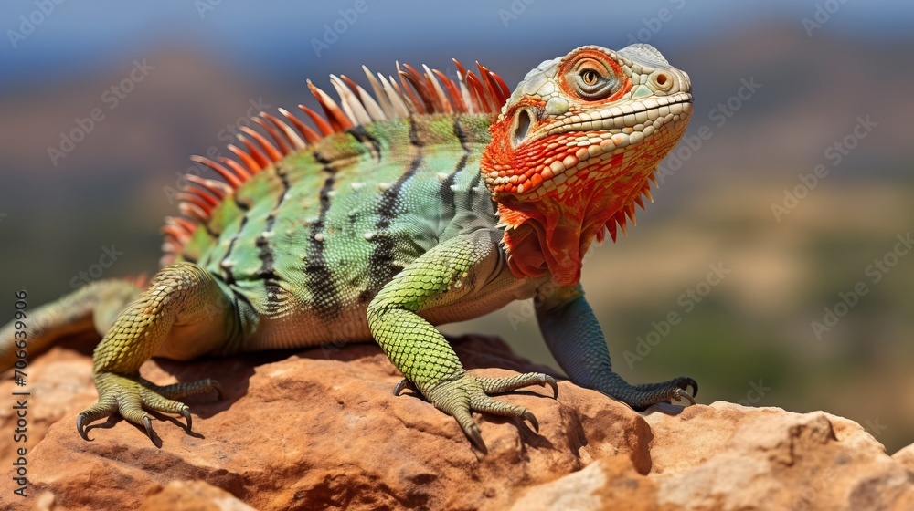Fototapeta premium iguana on a rock