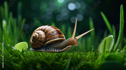  speed snail on green grass