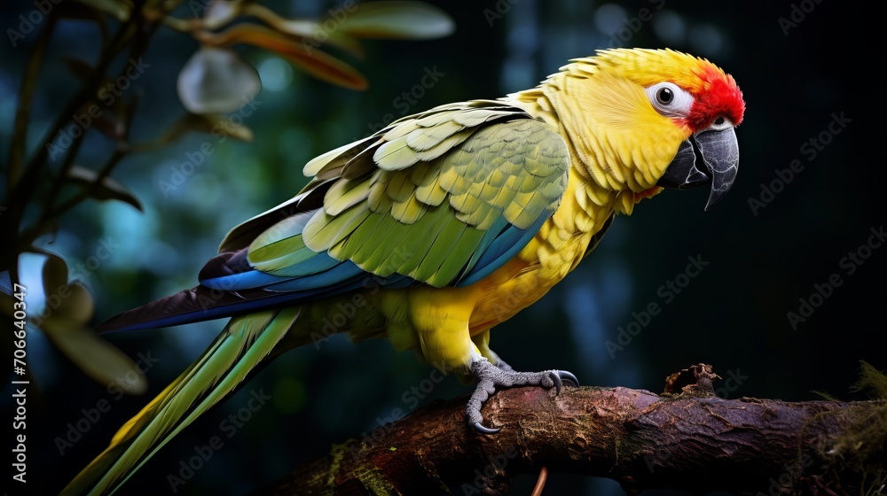 blue and yellow macaw on the tree