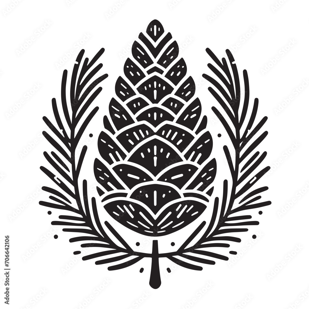 Vector illustration of an isolated Pine Cone