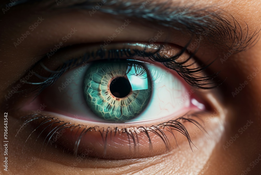 Obraz premium Concentrated Man holding contact lens closeup. Vision correction adult male person. Generate Ai