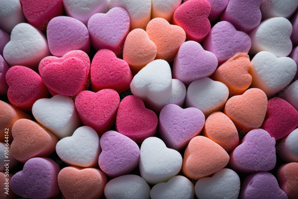 Colorful heart-shaped candies on a dark background. Valentine's Day. Colorful heart-shaped candies on a dark background. Valentine's Day.