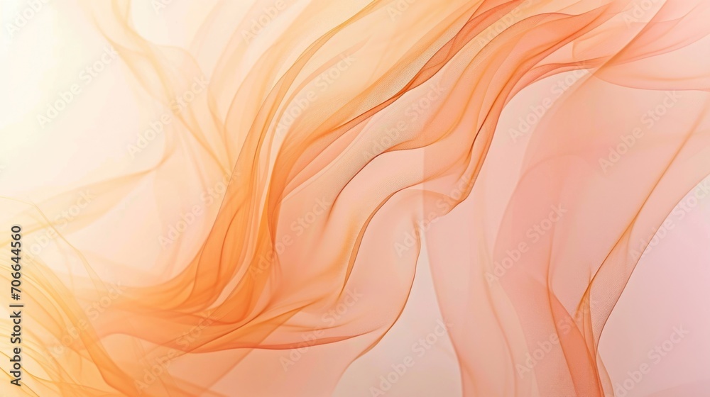 Flowing, transparent, elegant curves, soft peach color of the fabric