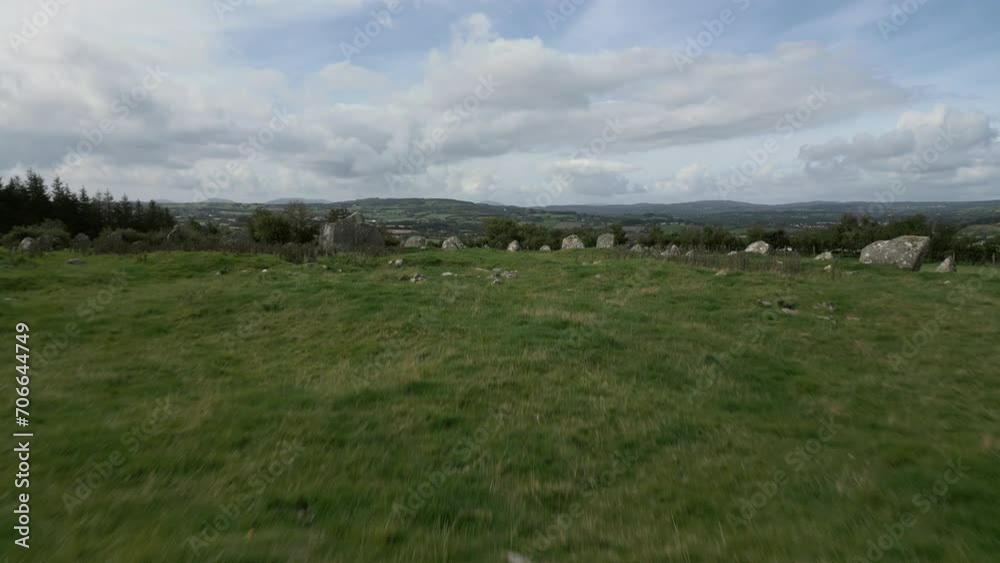 Beltany stone circle Donegal Ireland Aerial view Beltany stone circle Donegal Ireland Aerial view