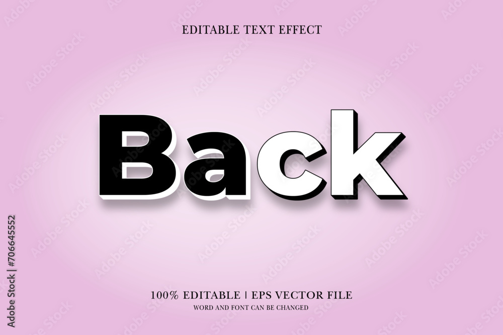 Back editable 3d text effect for vector illustration Back editable 3d text effect for vector illustration