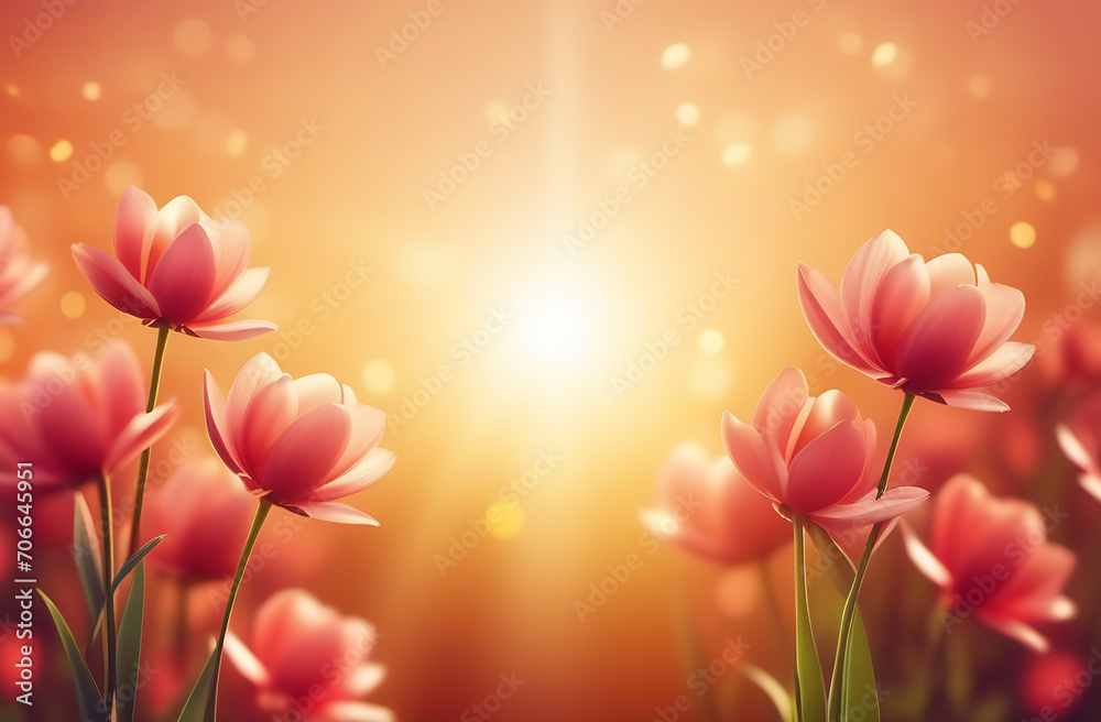 Obraz premium background illustration with flowers. illustration of a Tulip. Idea for books, calendars, postcards, stickers.