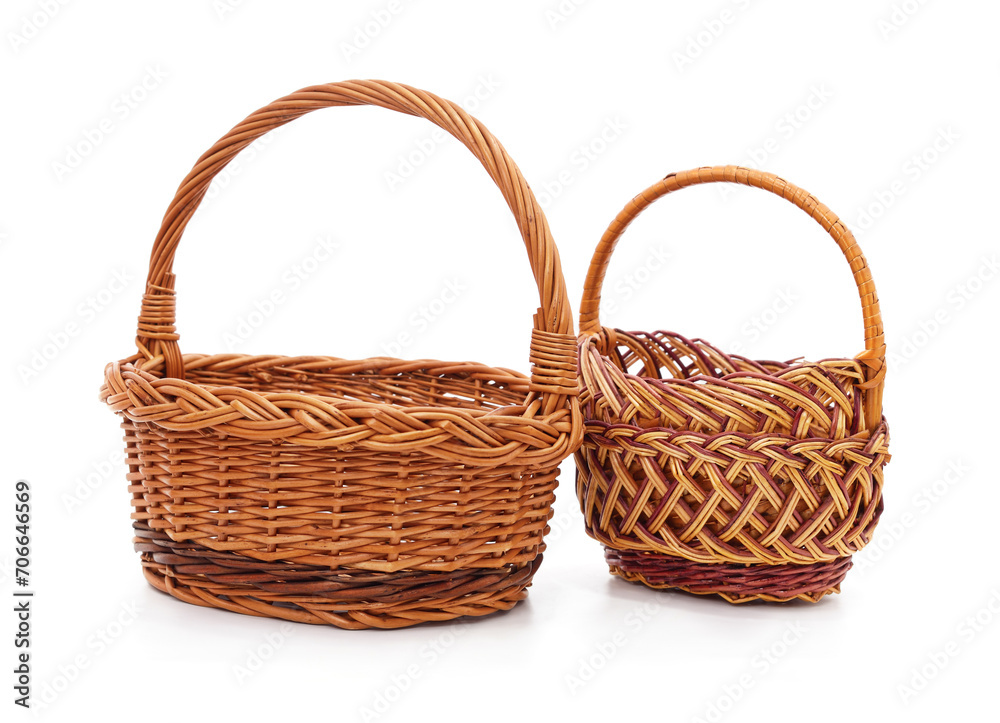 Two wicker baskets.