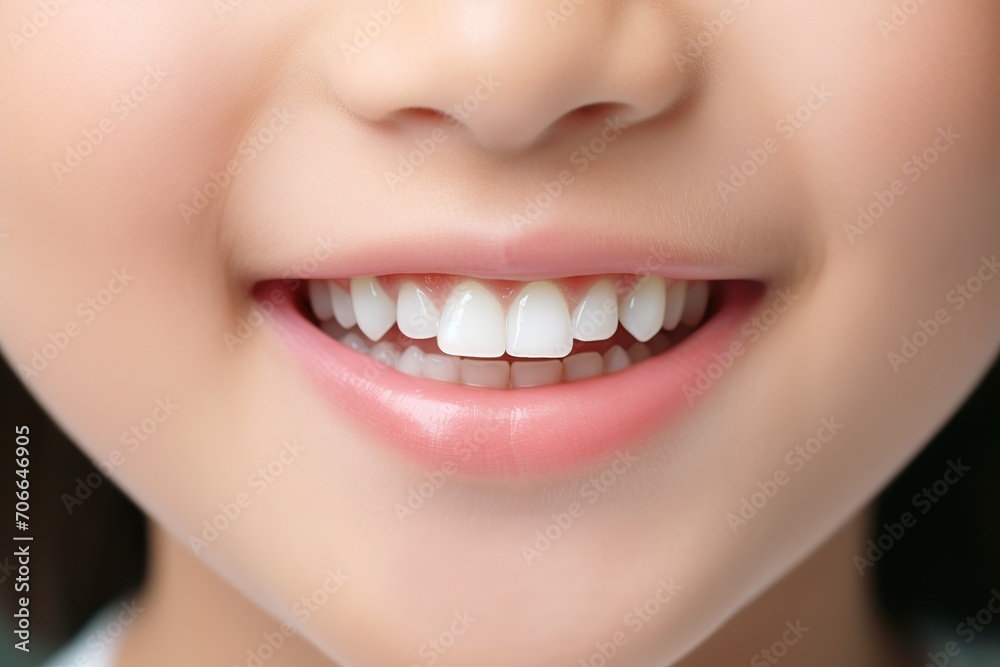 Smile with white healthy teeth of little girl Smile with white healthy teeth of little girl