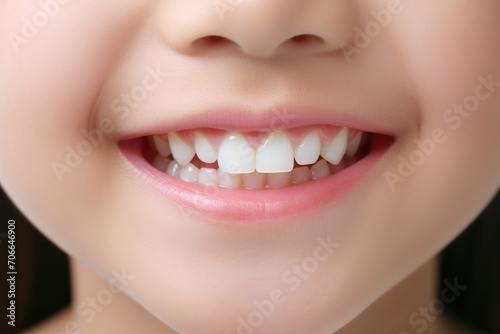 Smile with white healthy teeth of little girl