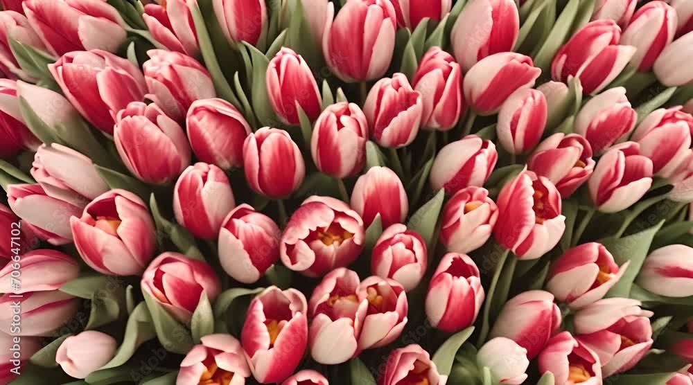Blooming pink tulips flowerbed on background. Spring holidays concept AI Blooming pink tulips flowerbed on background. Spring holidays concept AI