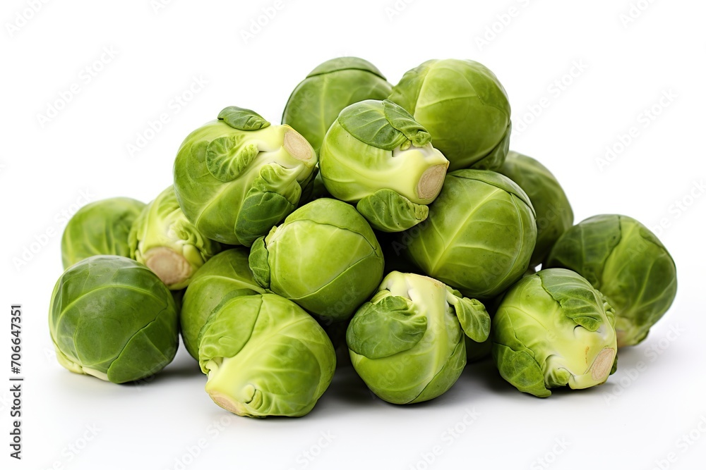 Fresh brussels sprouts isolated on white background Fresh brussels sprouts isolated on white background