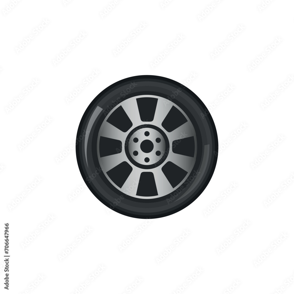 Automobile wheel on white background