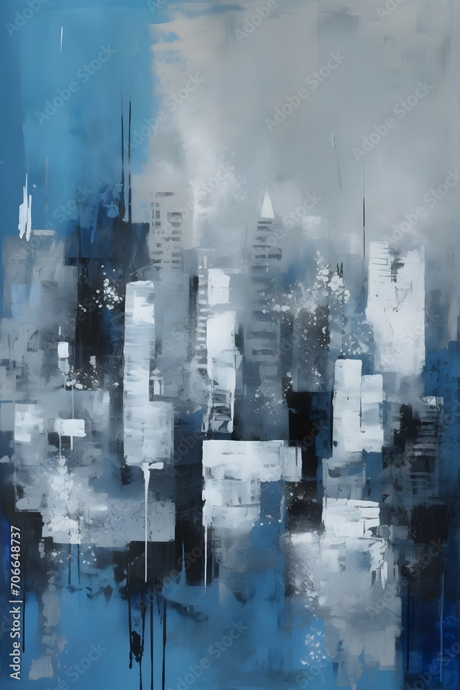 abstract metropolitan monochromatic cityscape painted with a monotonic ...