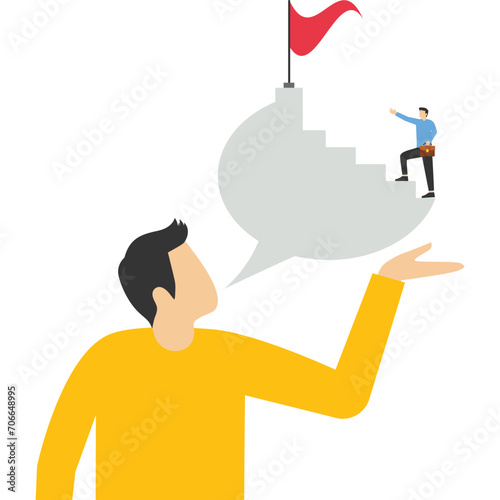 entrepreneur manager provides guiding advice for coworkers to achieve goals. motivating employees to succeed in work, adviser or consultant giving advice to achieve business goals, career development
