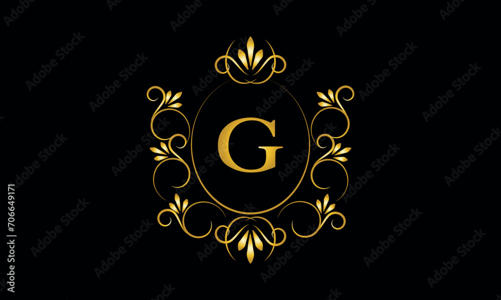 Stylish elegant monogram with initial letter G, elegant modern logo design Stylish elegant monogram with initial letter G, elegant modern logo design