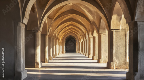 Arched hallway in historical building. © RISHAD