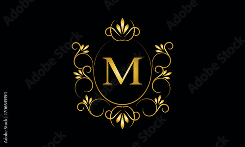 Stylish elegant monogram with initial letter M  elegant modern logo design