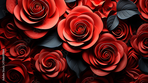 Bright  red rose seamless flower for wall tiles design  3d illustration