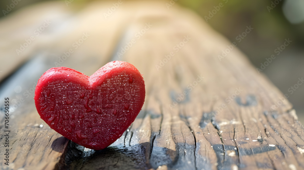 custom made wallpaper toronto digitalFrozen Heart Shaped Object with Dew Drops on Wooden Surface