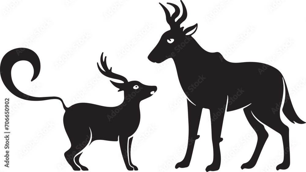 Fototapeta premium Animal love silhouette vector illustration design