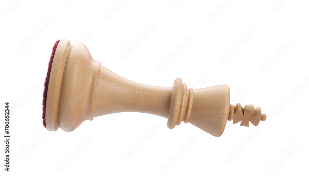 One wooden chess king isolated on white One wooden chess king isolated on white