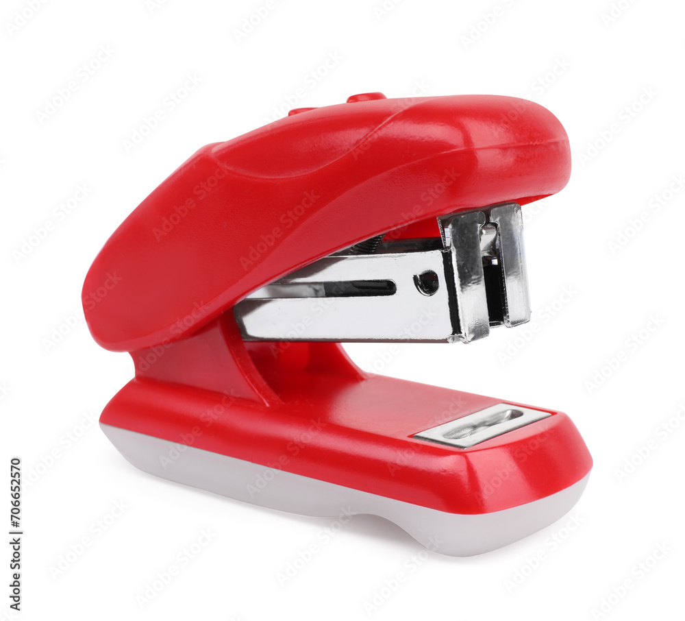 One new red stapler isolated on white One new red stapler isolated on white