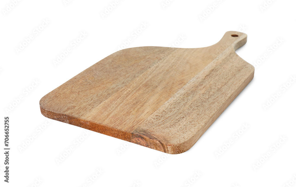 One wooden cutting board isolated on white