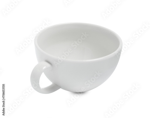 One new ceramic cup isolated on white