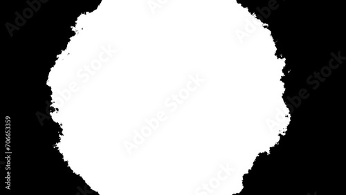 Black and white transition. Ink background. Ink splatter. Abstract slow motion transition reveal. Overlay, alpha matte composition