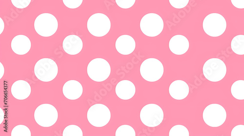 Pink and white watercolor polka dots seamless wallpaper background retro vintage design. endless decorative texture. photo